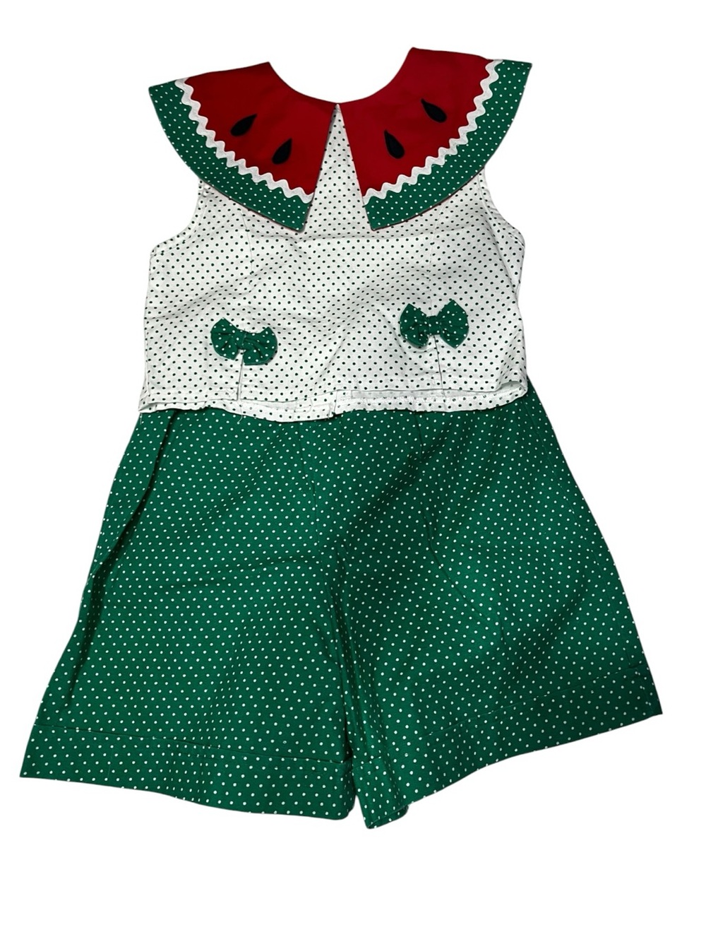 VTG Melissa Jackson Watermelon Polka Dot Short Set- Green, Red & White